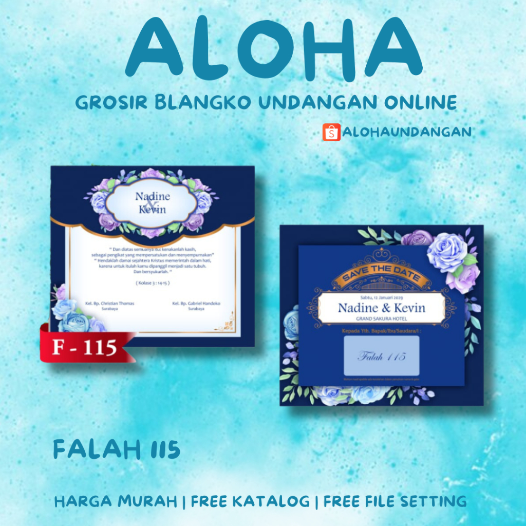 Jual BLANGKO UNDANGAN NIKAH MURAH FALAH 115 | Aloha Undangan | Shopee