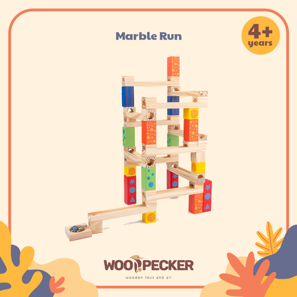 Woodpecker Mainan marble run wooden kelereng kayu edukasi anak
