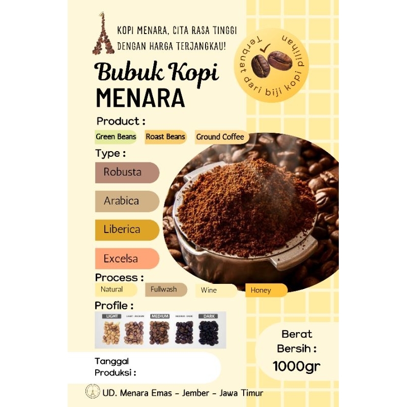 Jual Bubuk Kopi Robusta 1000gr / Bubuk Kopi Robusta 1kg (commercial