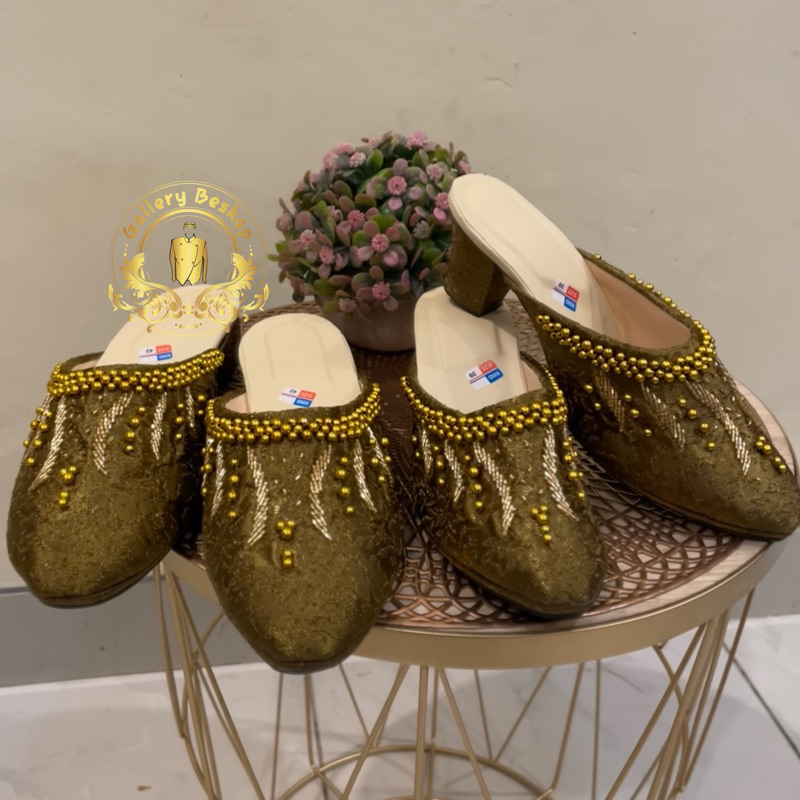 Jual Sendal selop pengantin warna ijo army | Shopee Indonesia