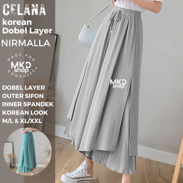 Celana Panjang Sifon Gaya Korea Nirmalla Stice Pants Celana Kulot Dobel Layer Nirmalla MKD SHop