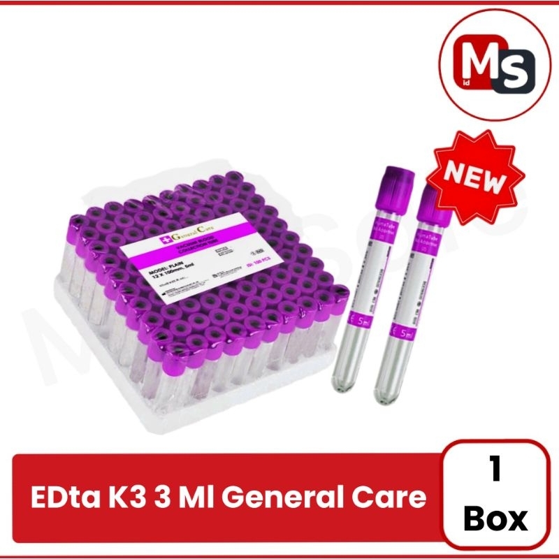 Jual Tabung Edta K3 Vacutainer 3 Ml General Care Tabung Sample Darah Box Shopee Indonesia