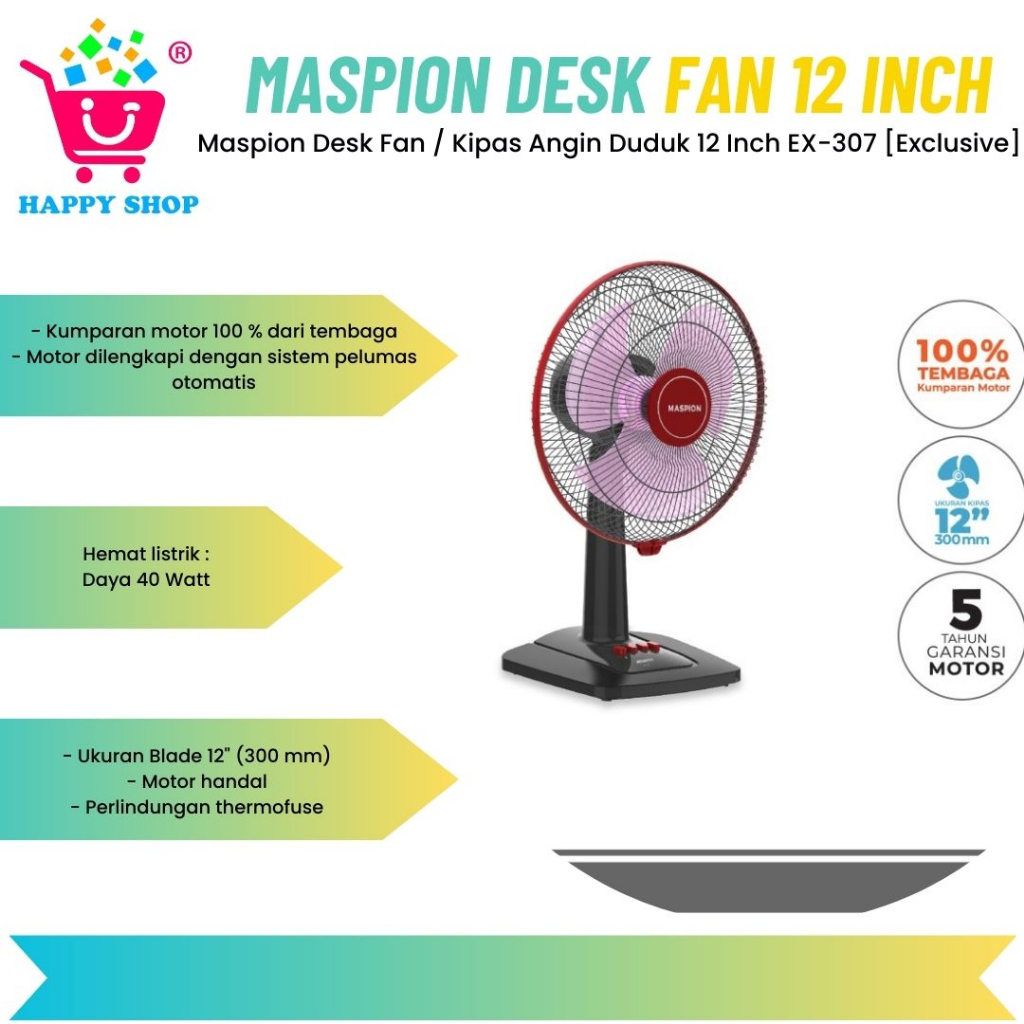 Jual Maspion Desk Fan Kipas Angin Duduk 12 Inch Ex 307 Exclusive Shopee Indonesia 2895