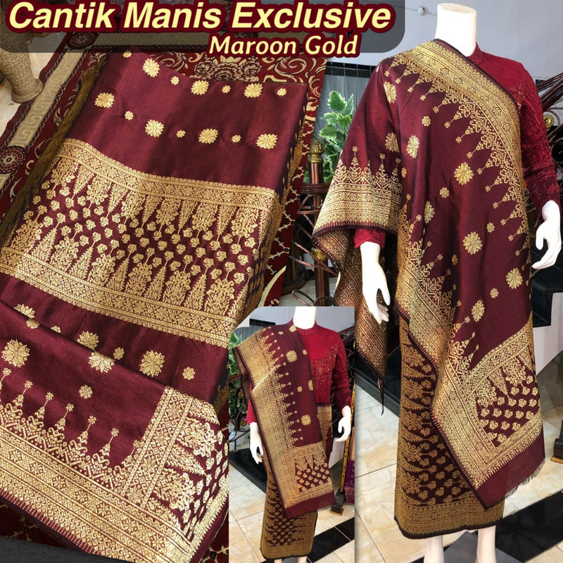 Jual Songket Cantik Manis Exclusive Maroon Gold /songket Tenun Asli ...