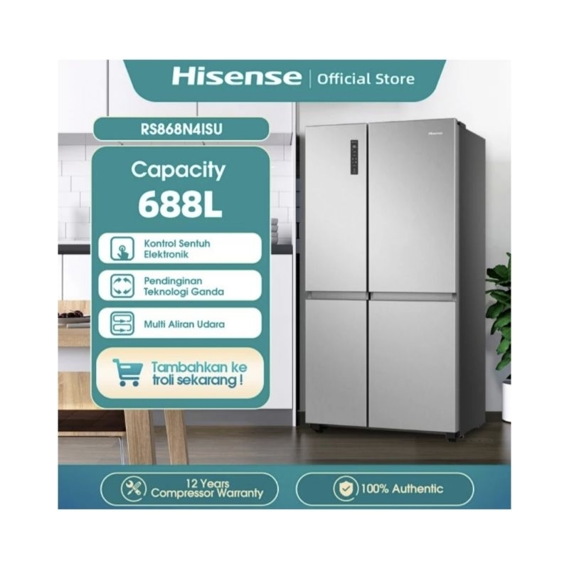 Jual Hisense Kulkas Side By Sise Rs N Isu Inverter L Shopee