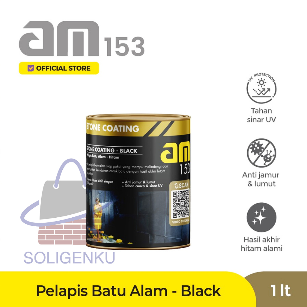 Jual PELAPIS BATU ALAM STONE COATING AM 153 BLACK GLOSSY/VERNIS - 1Ltr ...