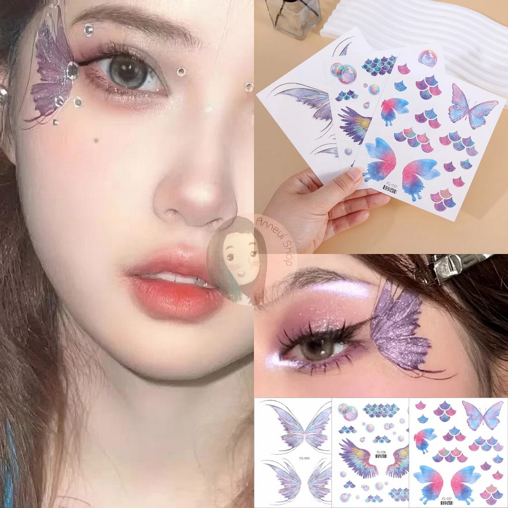 Jual Glitter Butterfly Face Temporary Tattoo Makeup Kupukupu Gliter