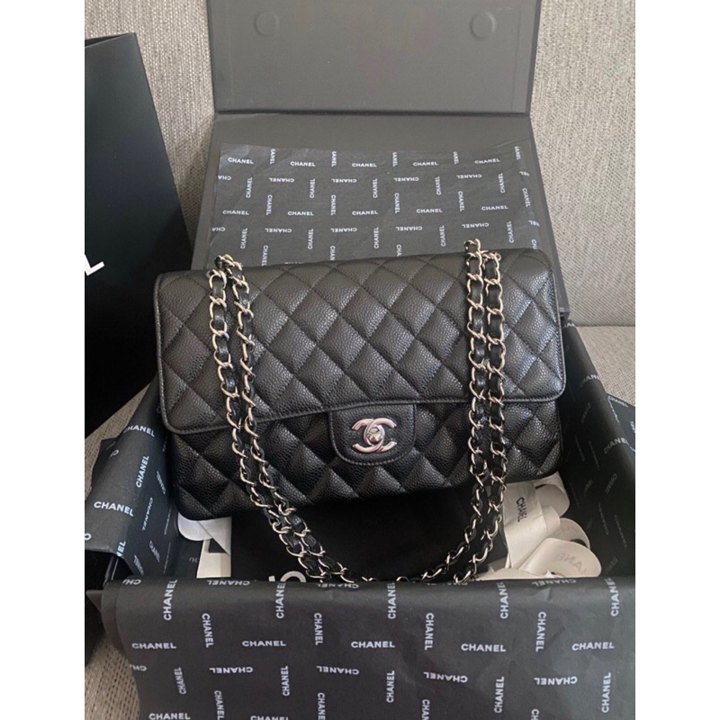 tas shoulder-bag Chanel Classic Medium Black Caviar GWH Shoulder Bag