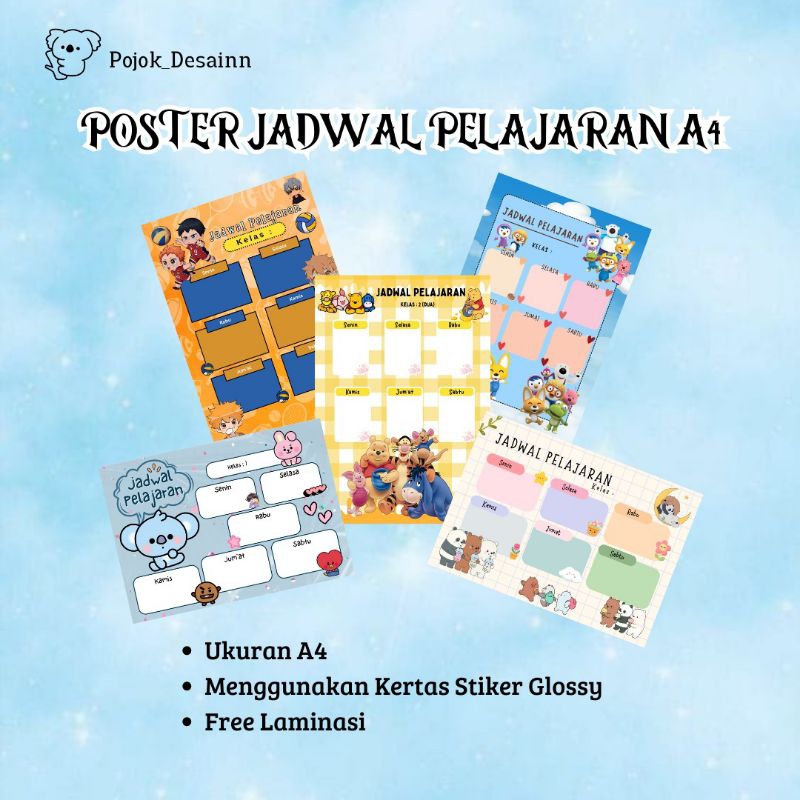 Jual Poster Jadwal Pelajaran A4 Shopee Indonesia 9102