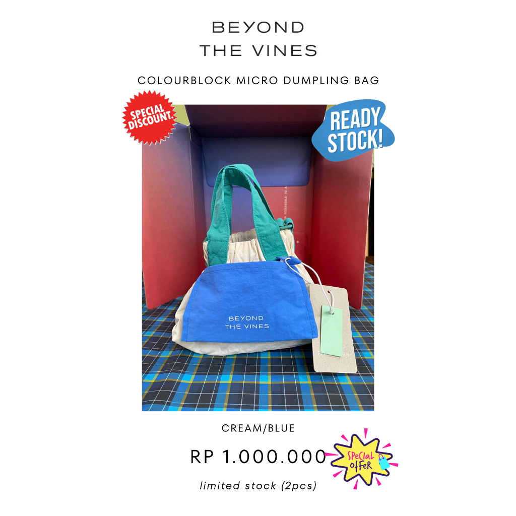 Jual Beyond The Vines Colourblock Micro Dumpling Bag Cream/Blue ORIGINAL  Shopee Indonesia