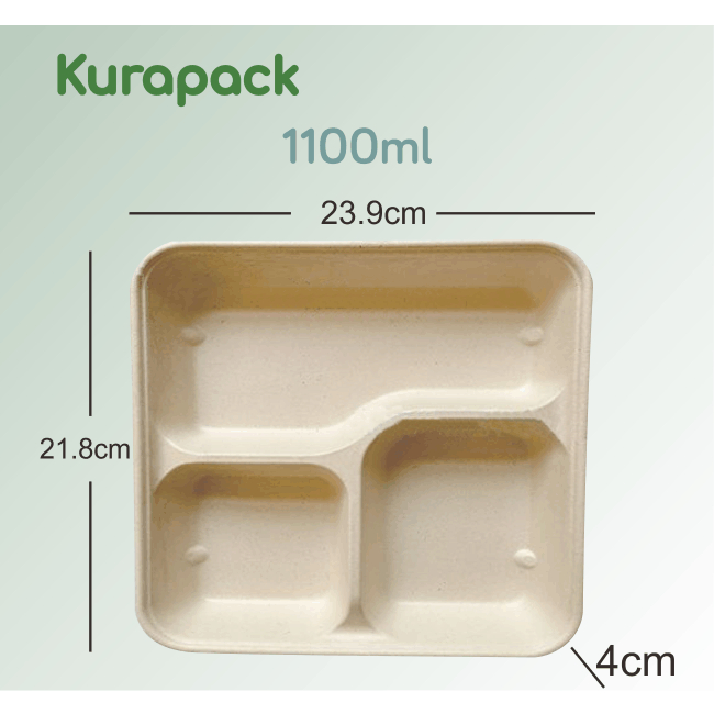 Jual Bagasse Lunchbox 3 Container Sugarcane Ecofriendly Degradable ...
