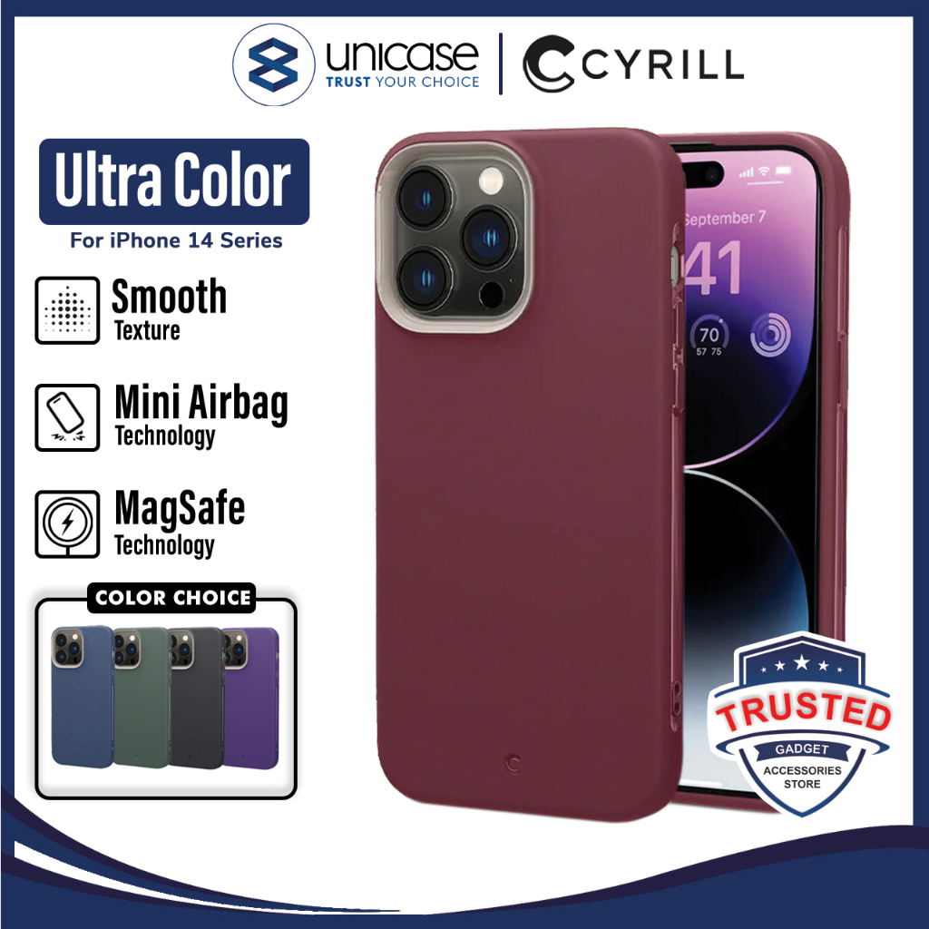 CYRILL UltraColor Mag Cover Per IPhone 14 6.1” – Custodia Premium TPU Con Ricarica Magnetica, Protezione Fotocamera, Colore Kale