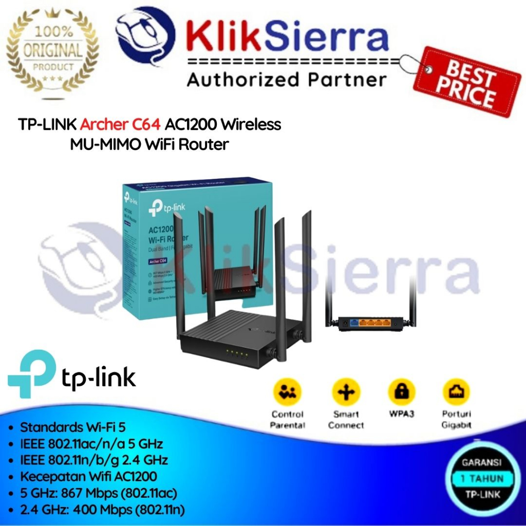 Jual TP-LINK Archer C64 AC1200 Wireless MU-MIMO WiFi Router | Shopee ...