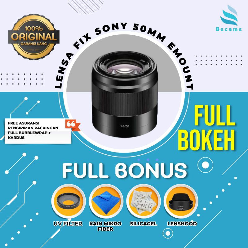 Jual LENSA FIX SONY 50MM F1.8 EMOUNT MULUS LIKENEW BANYAK BONUSNYA ...