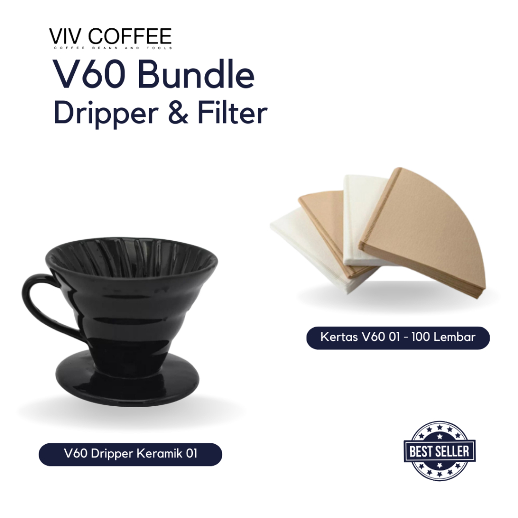 Jual Paket Alat Seduh Kopi V60 Dripper dan Kertas Filter Kopi 100