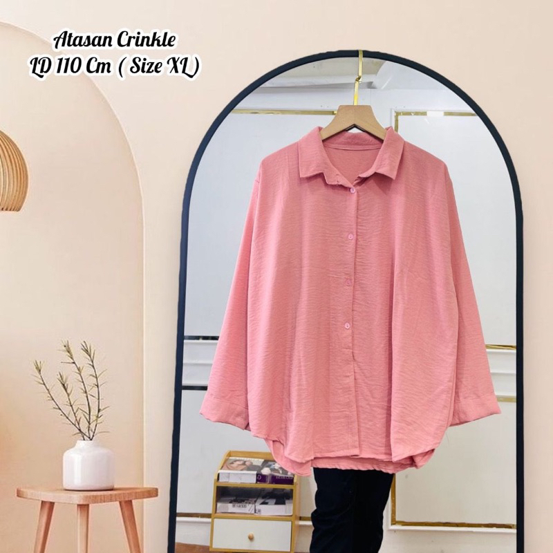 Kemeja Lengan Panjang Rosabel Peach Offwhite