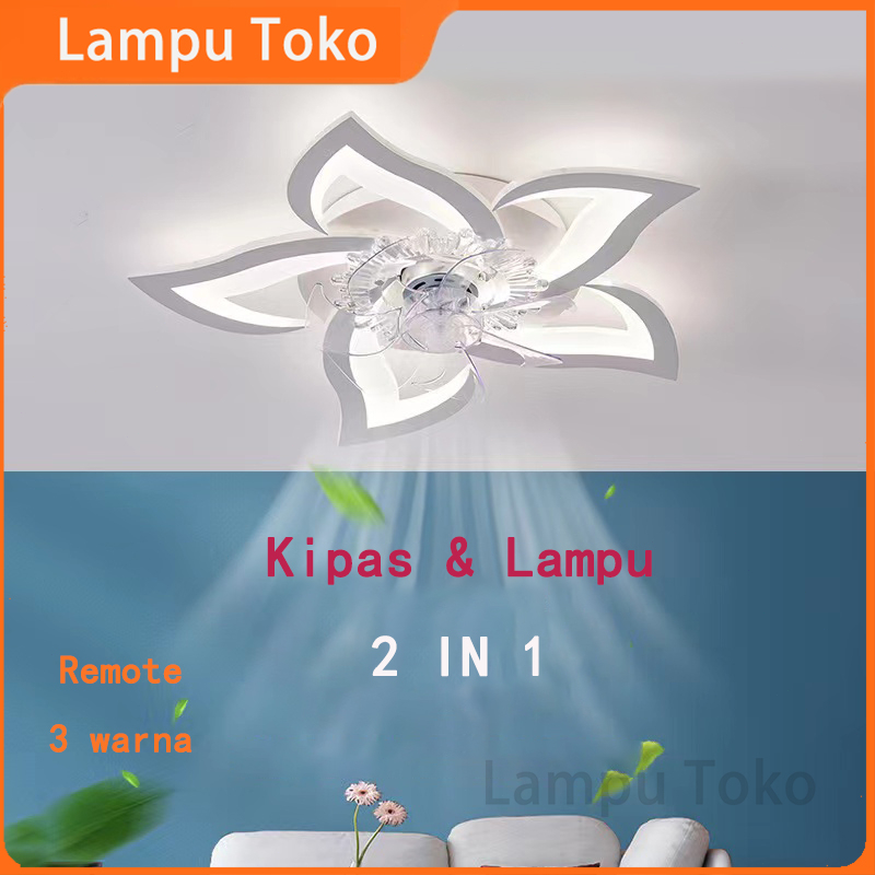 Jual Garansi Remote Kipas Bunga Minimalis Led Lampu Gantung Dekoratif Remote Control Warna