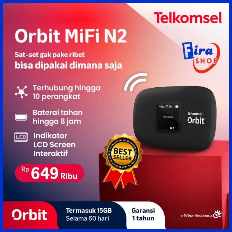 Jual Modem Mifi Telkomsel Orbit N2 HKM M22 Wifi Portabel Free Kuota ...