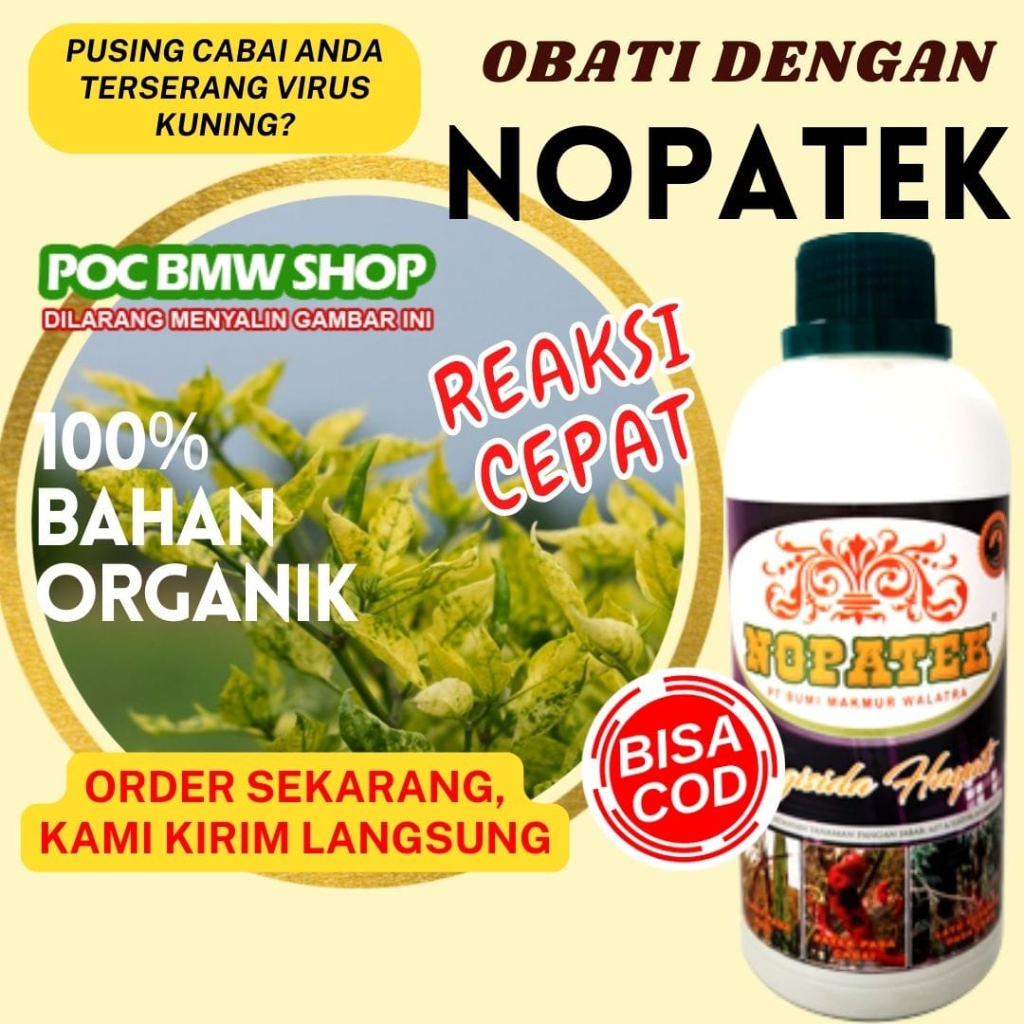 Jual Terlaris Fungisida Nopatek Pupuk Obat Tanaman Daun Kuning Keriting Cabai Pepaya Melon