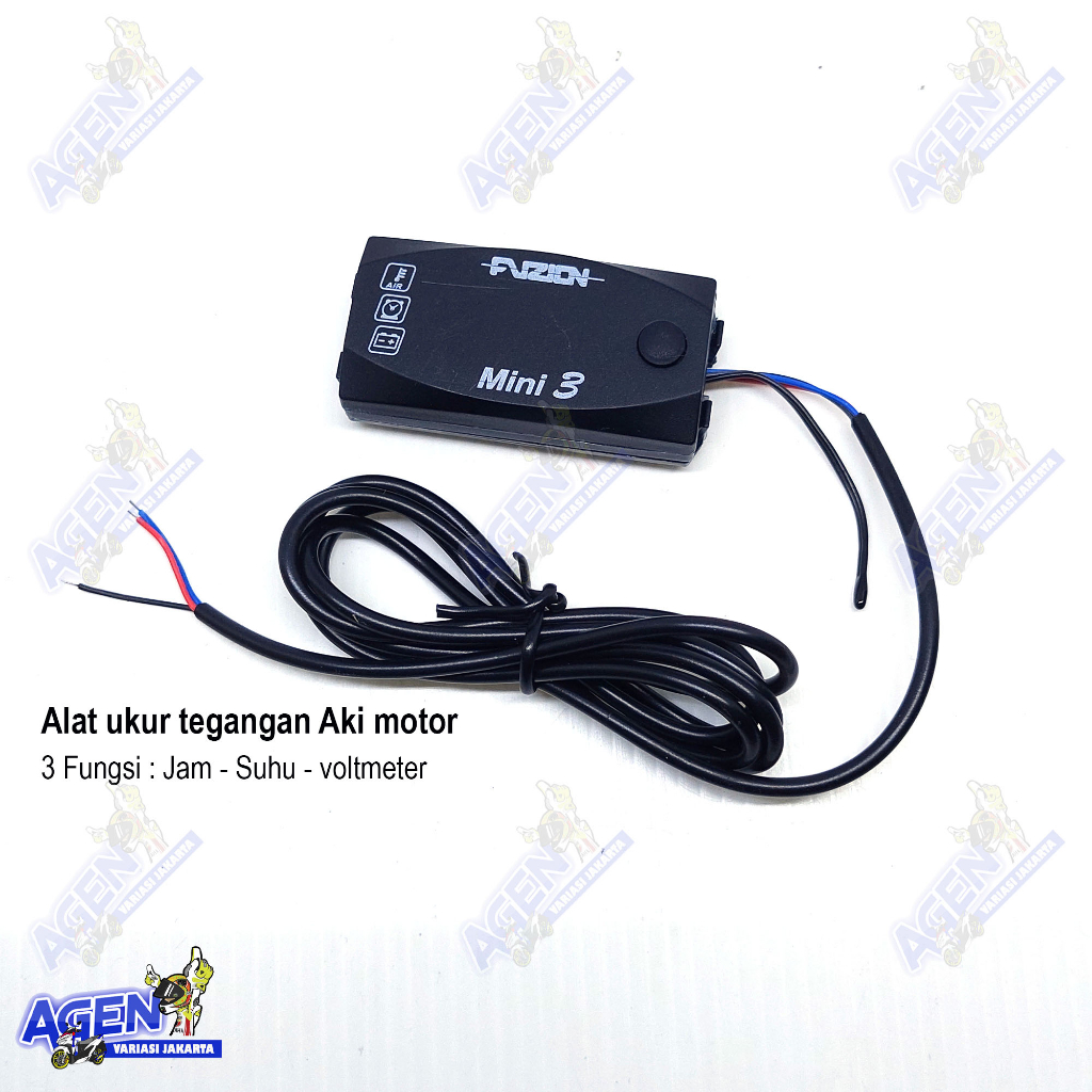 Jual Voltmeter aki/alat ukur tegangan aki motor 3in1 voltmeter aki jam