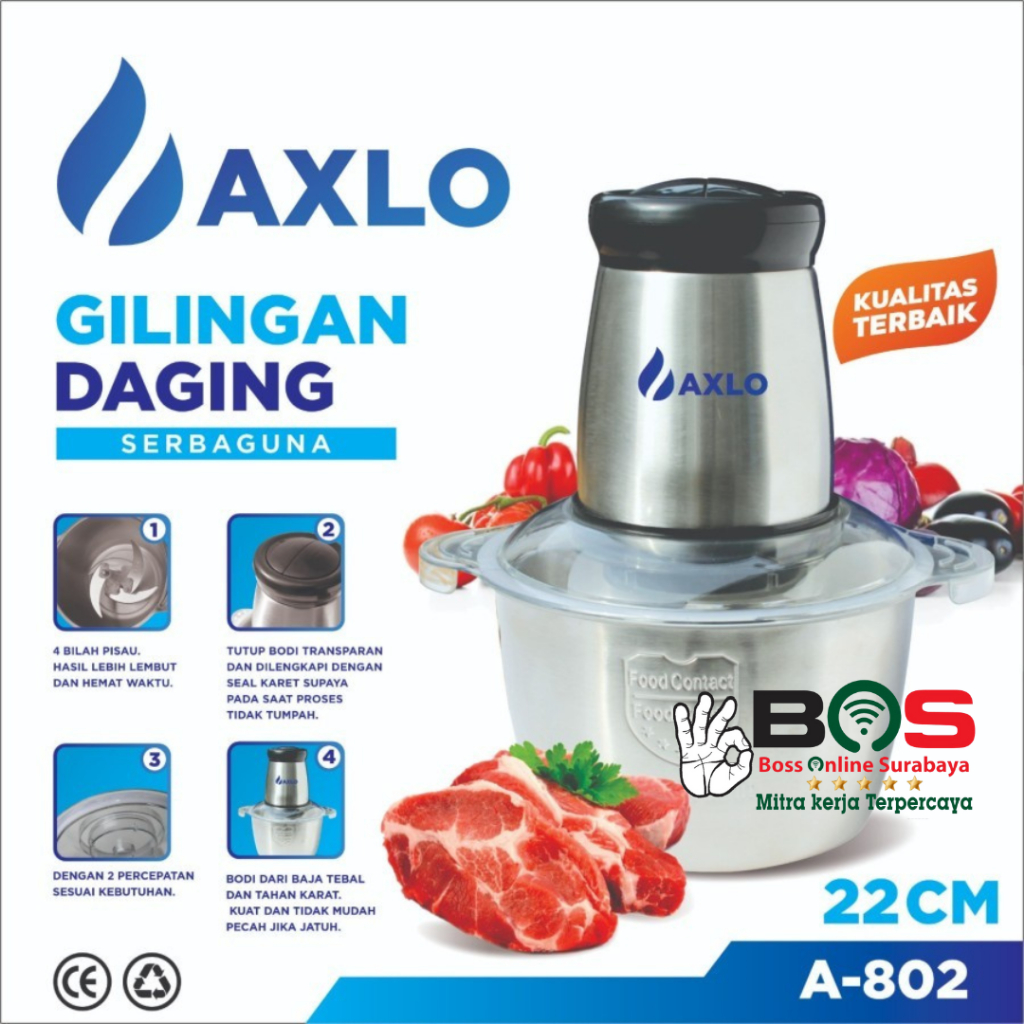 Jual Food Processor Electric Food Chopper AXLO A-802 Penggiling Daging ...