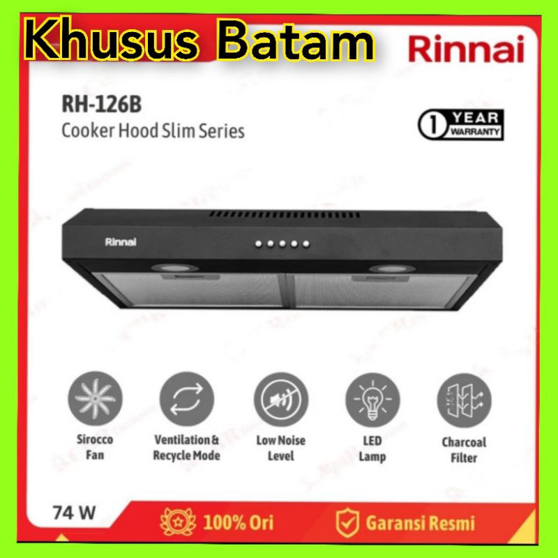 Jual Penghisap Asap RINNAI RH-126B BLACK / COOKER HOOD (KHUSUS BATAM ...