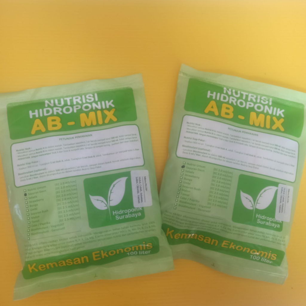 Jual Nutrisi AB MIX Abmix Hidroponik Sayur Daun 500ml Untuk 100 Liter ...