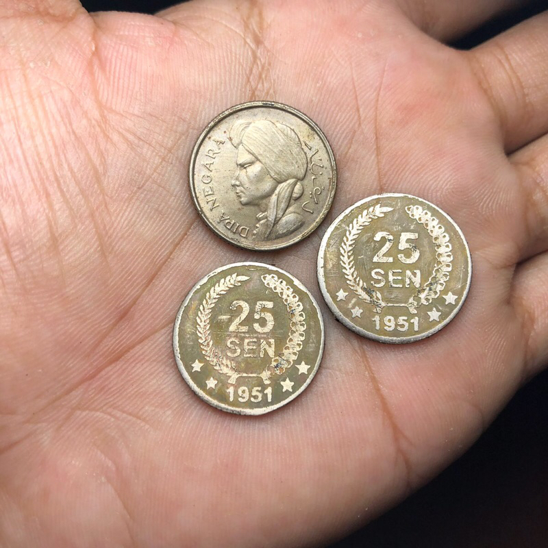 Jual Koin Kuno 25 Sen Dipanegara 1951 Langka 3 keping | Shopee Indonesia