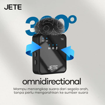 JETE MX1 Microphone Wireless Clip On Mic Live Youtuber 2in1 Garansi 2 Tahun