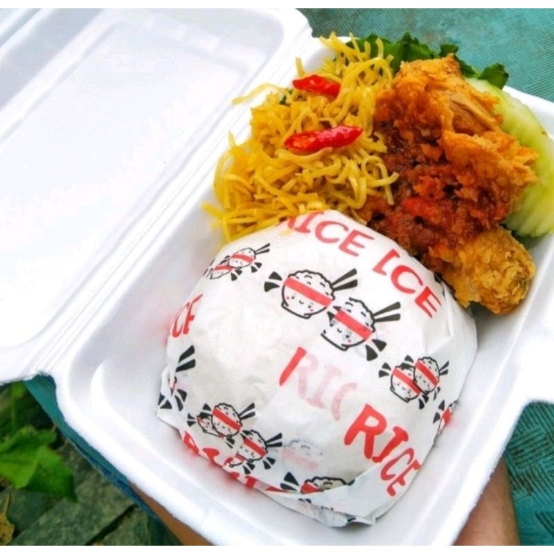 Jual Wax Paper / Kertas Nasi laminasi Motif RICE, RICE BOWL Uk 20, 22 ...