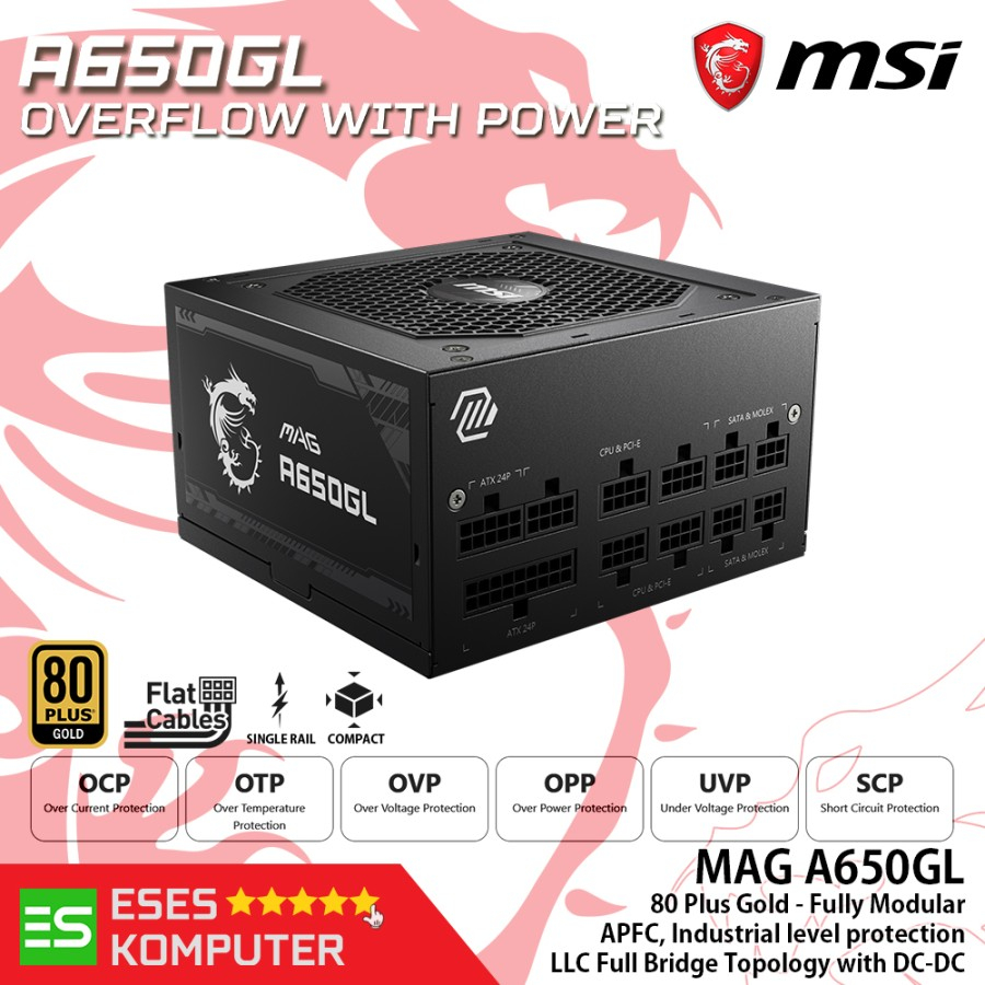 Jual PSU MSI MAG A650GL 650W 80 Plus Gold Fully Modular Shopee Indonesia