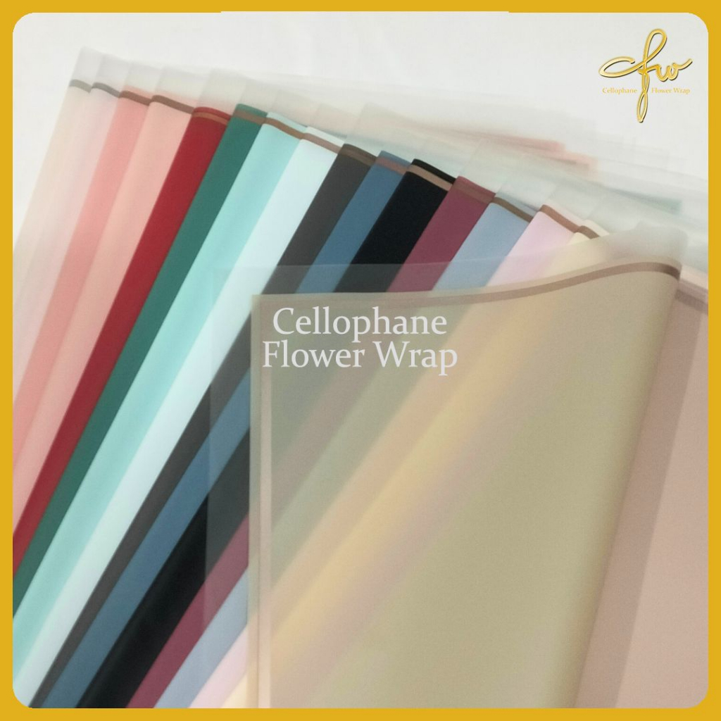 Jual Kertas Buket Transparant Gold Frame Cellophane Flower Wrapping ...
