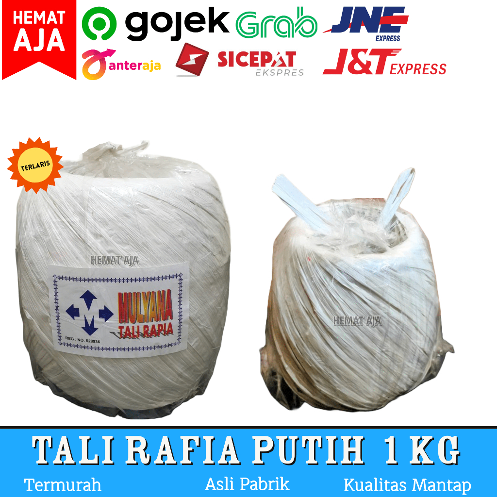 Jual Tali Rafia 1kg putih / Tali Rafia 1kg Hitam / Tali Plastik / Tali ...