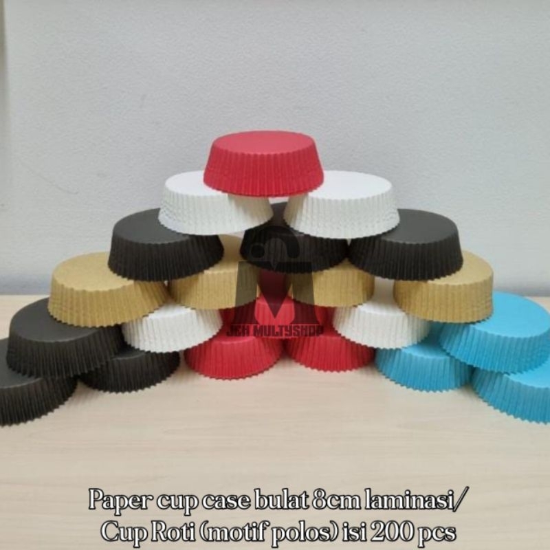 Jual Paper cup case laminasi bulat 8 cm /cup roti (motif polos) isi 200 ...