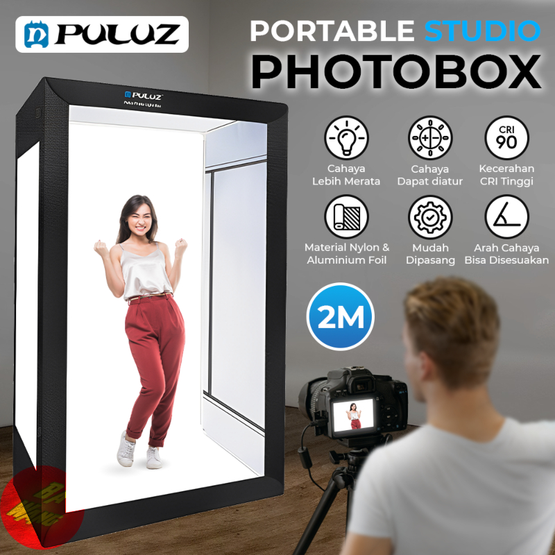 Jual PULUZ Fotobox 200cm 2 meter LED Portable PhotoBox Mini Studio