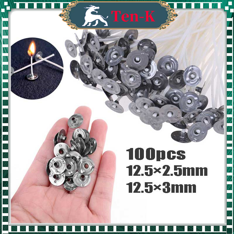 Jual 100pcs Candle Cotton Wick Metal Sustainer Tab Dudukan Sumbu Lilin