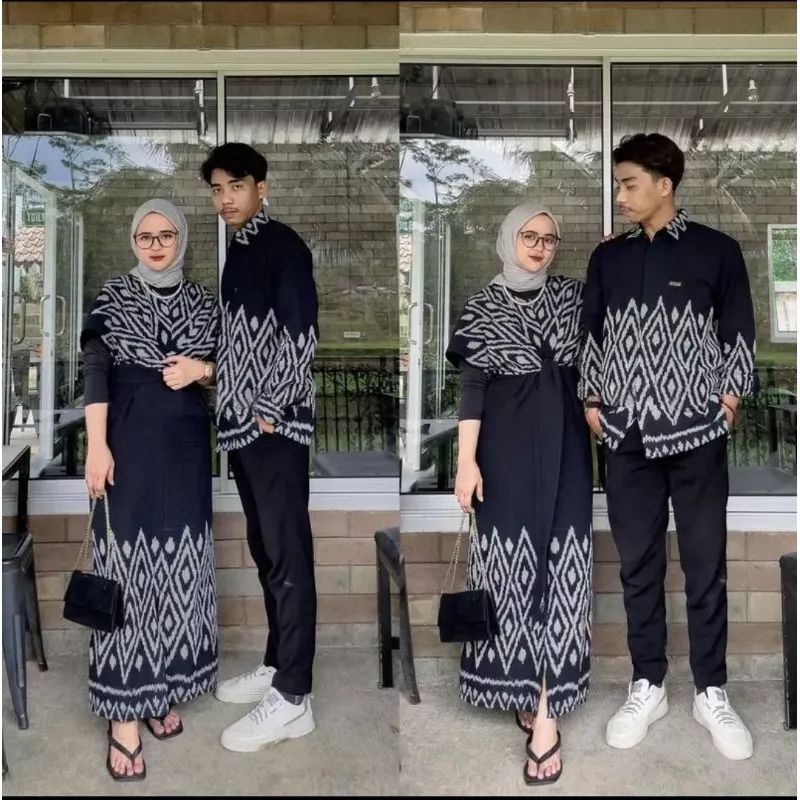 Jual READY STOCK RAISA BLACK MOTIF ZIGZAG - BAJU TENUN COUPLE - BAJU ...