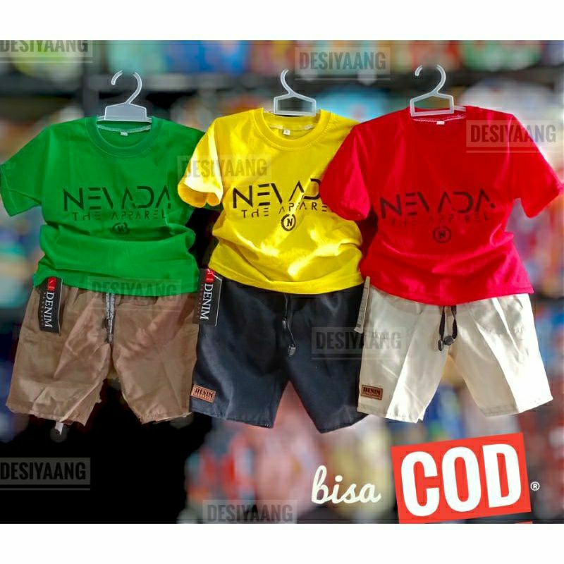 Nevada Celana Pendek Canvas Woven Print Stripe Anak Laki-Laki