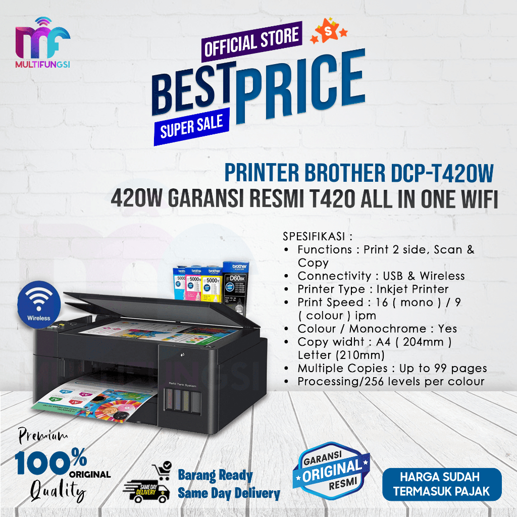 Jual Printer Brother DCPT420W / 420W Garansi Resmi T420 All in One