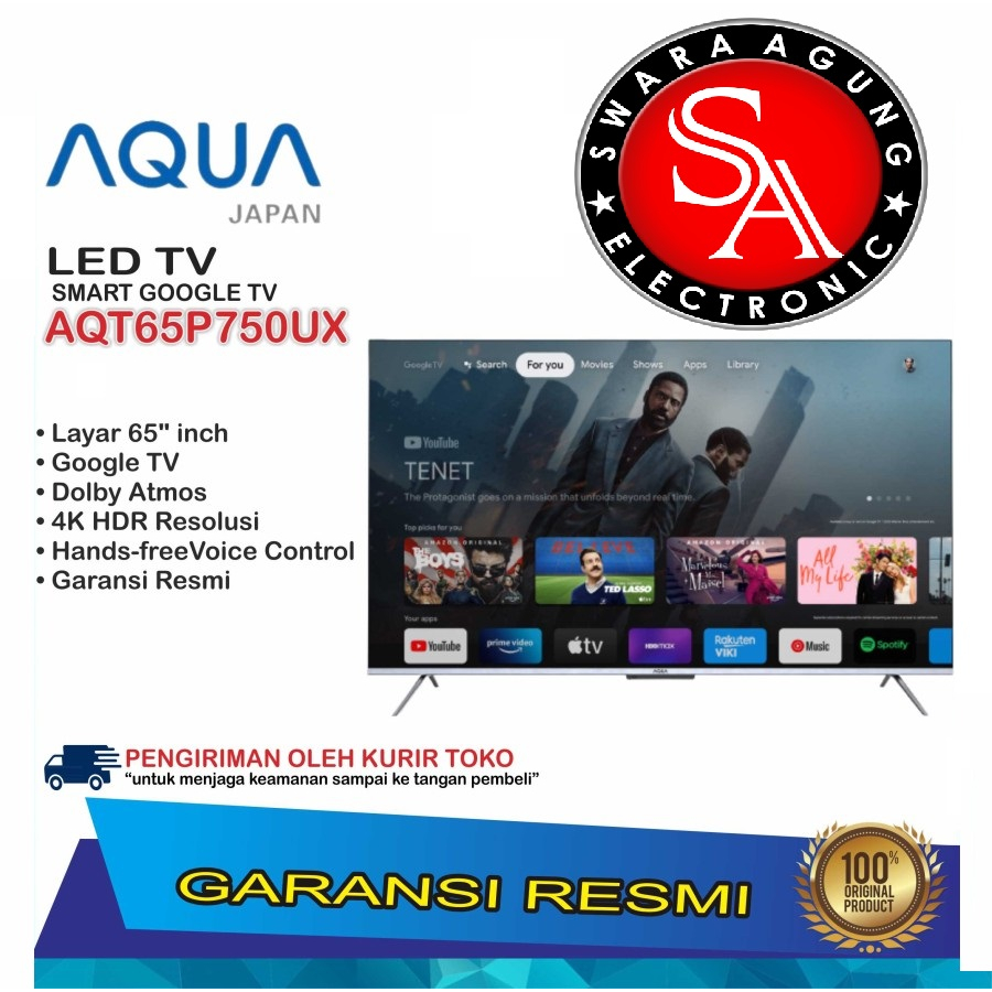 Jual HQLED Digital Android TV 65 Inch AQUA Type : AQT65P750UX Google TV ...