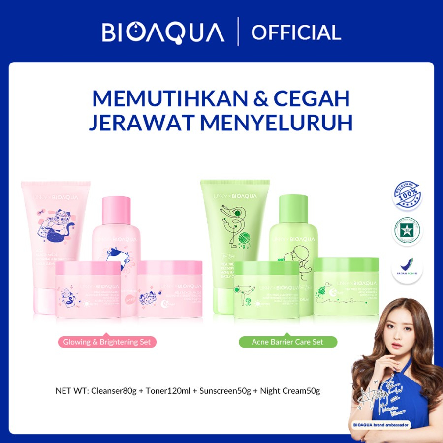 Jual Original Bioaqua Pcs Skincare Paket Niacinamide Glowing Set Acne Set Tea Tree Bio Aqua