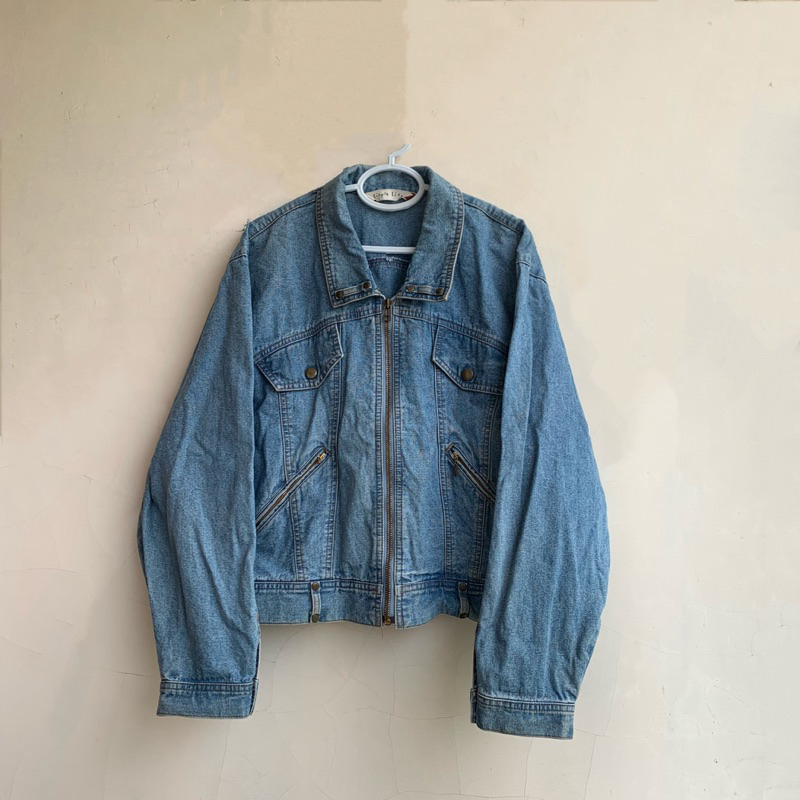 Jual Jacket Jeans Zipper Lengan Balon Wanita Jacket Jeans Semicrop