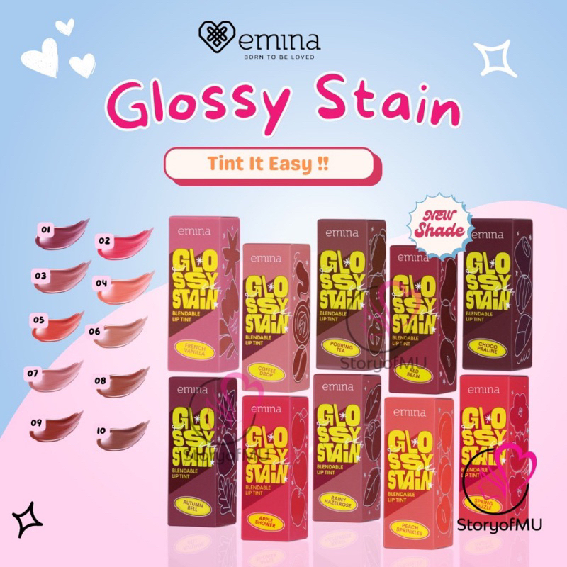 Jual [NEW] EMINA Glossy Stain Blendable Lip Tint 01 Autumn Bell 05