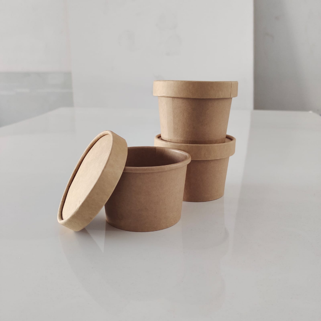 Jual Brown Kraft Paper Soup UK 8 Oz-230 ml + Tutup/paper cup/paper bowl ...