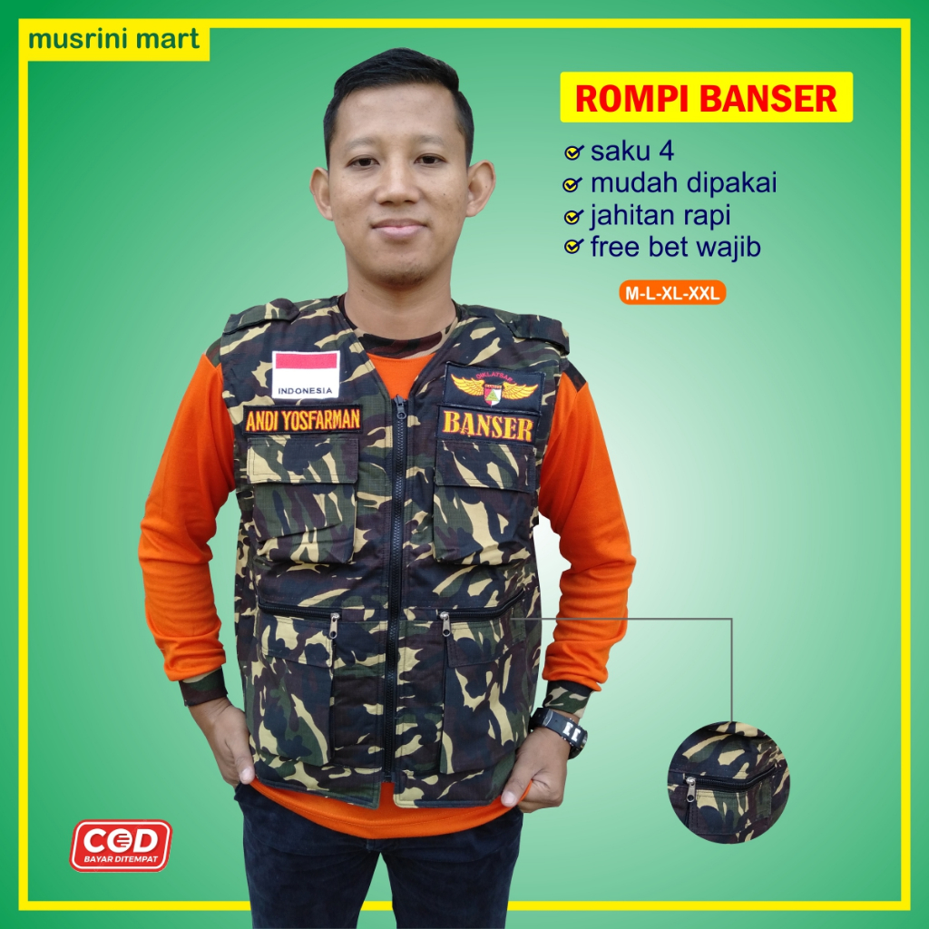 Jual Rompi Banser Doreng Nasional Jahitan Rapi Free Bet Wajib Atribut ...