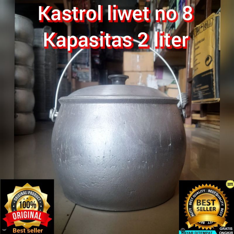 Jual Panci Kastrol Liwet Tradisional 2 Liter Alumunium Tebal Periuk No 8 Castrol Nasi Liwet