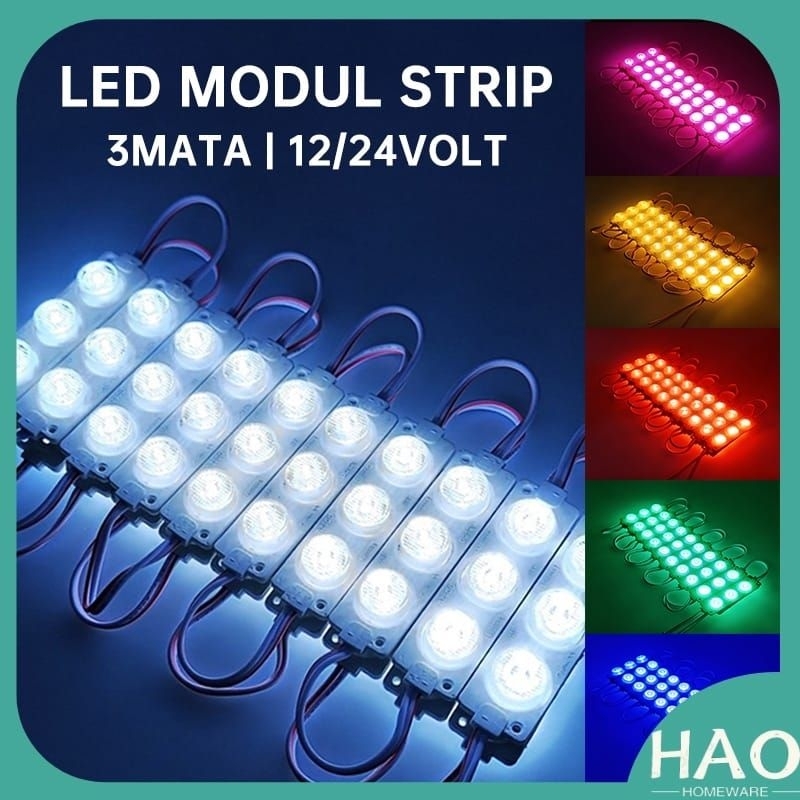 Jual LAMPU LED MODUL STRIP 3MATA MODUL MATA TIMBUL 3030 SMD 7520 12V