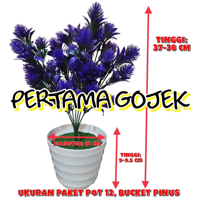 Jual Paket Pot Buket Bunga Daun Pinus/ Bunga Plastik/ Daun Plastik ...