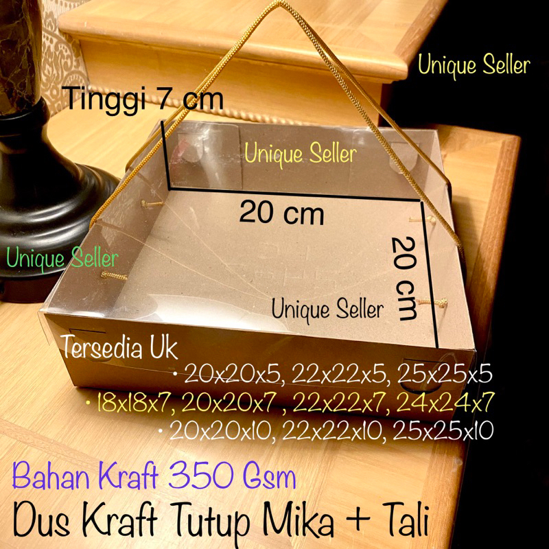 Jual [Isi10] Dus KRAFT Tali Uk 20x20x7 Tutup Mika 350 Gsm / Dus Box ...