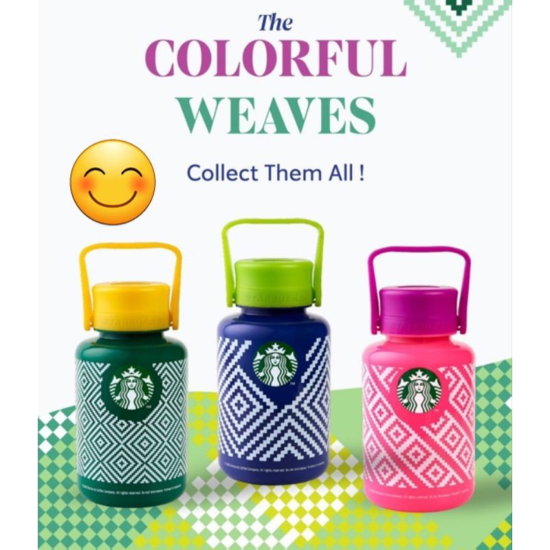 Jual Botol Minum Tumbler Starbucks Reusable Original Colorful Weaves 1 Liter Free Dus Shopee 1401